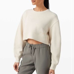 Lululemon Soft Ambitions Crop Crew Heathered Beech Wood